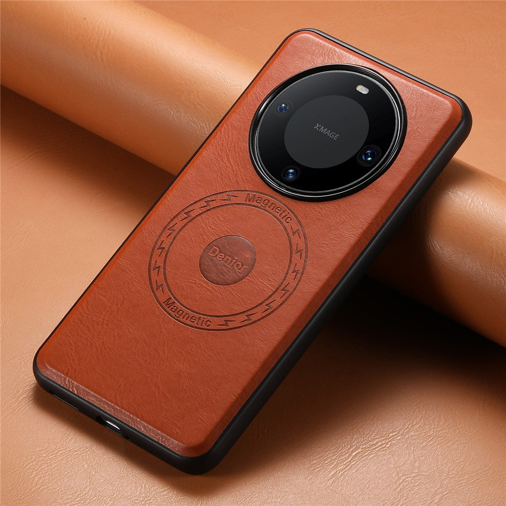 DENIOR For Huawei Mate 60 Pro / Mate 60 Pro+ Magnetic Case Cowhide Texture Phone Cover