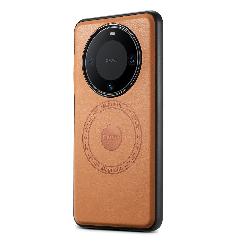 DENIOR For Huawei Mate 60 Pro / Mate 60 Pro+ Magnetic Case Cowhide Texture Phone Cover