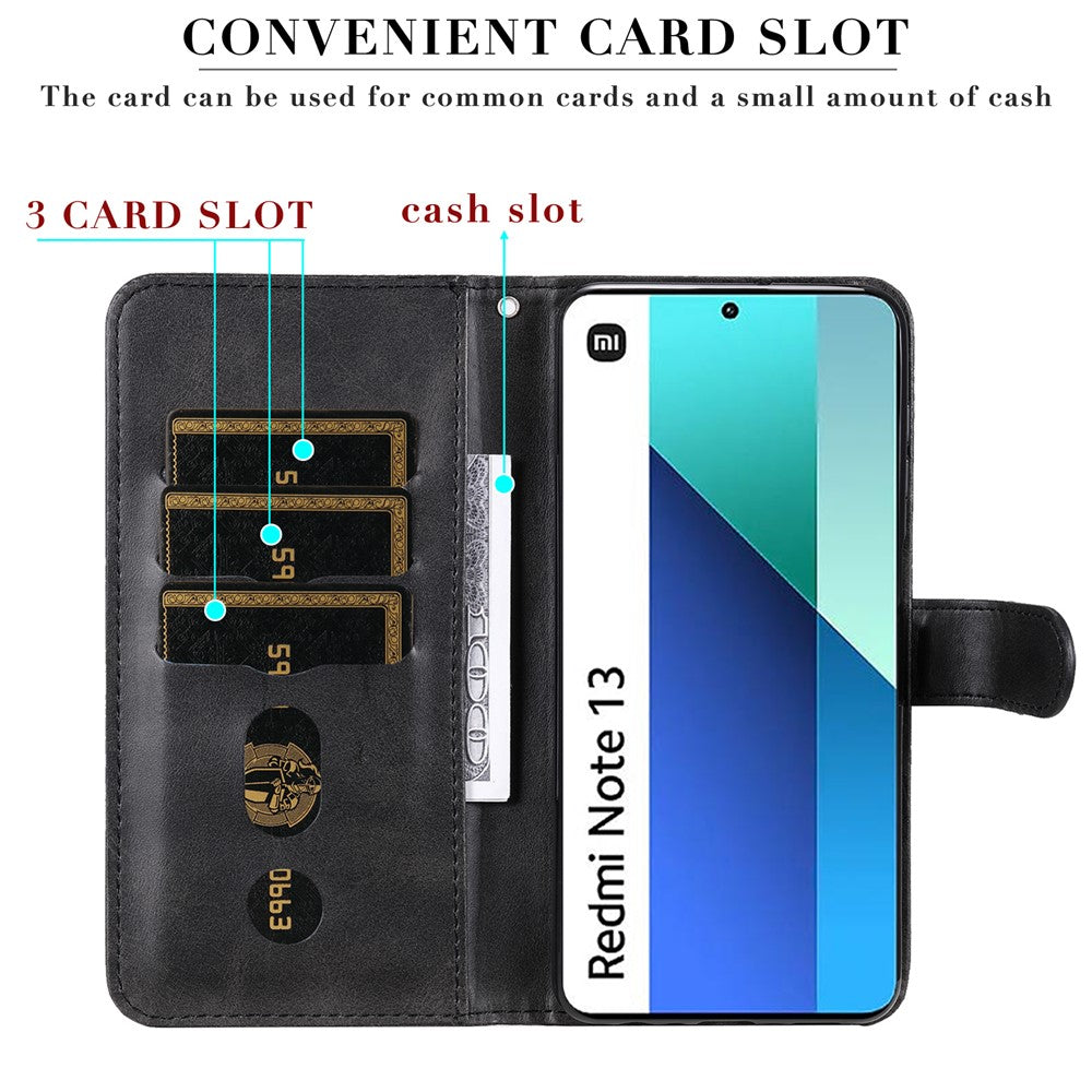 For Xiaomi Redmi Note 13 4G Wallet Case Zipper Pocket PU Leather Phone Cover