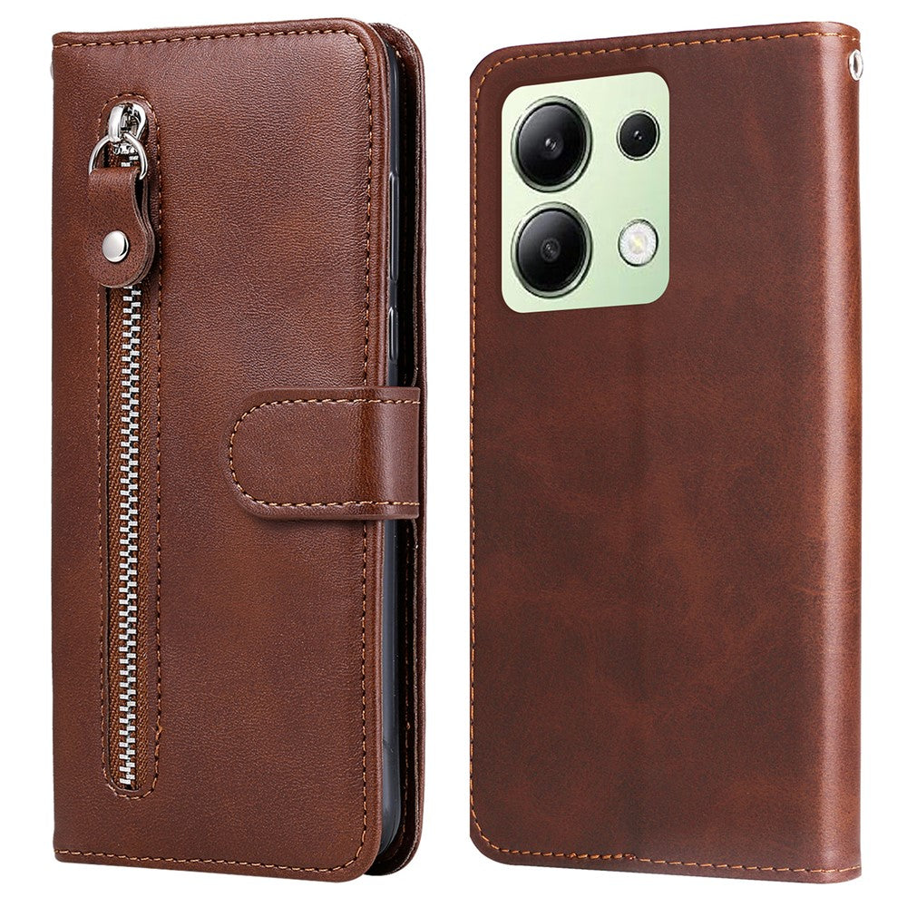 For Xiaomi Redmi Note 13 4G Wallet Case Zipper Pocket PU Leather Phone Cover