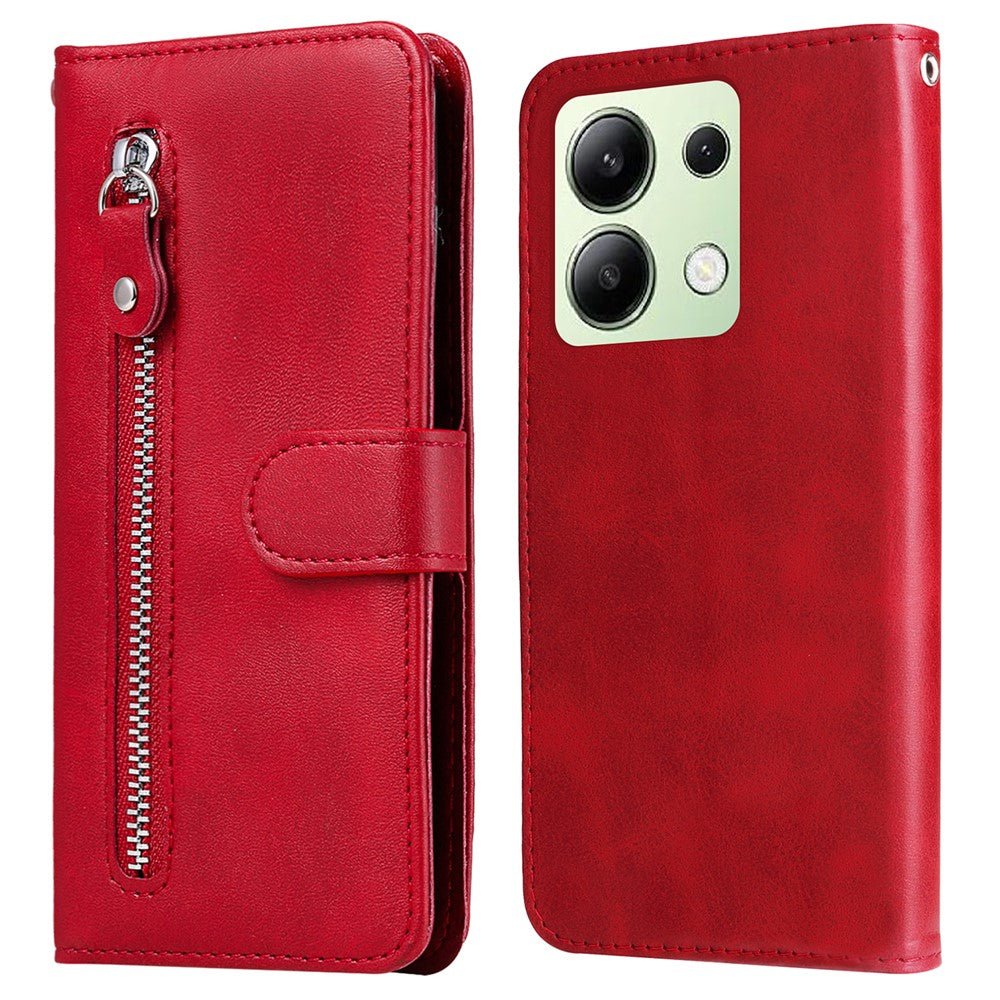 For Xiaomi Redmi Note 13 4G Wallet Case Zipper Pocket PU Leather Phone Cover