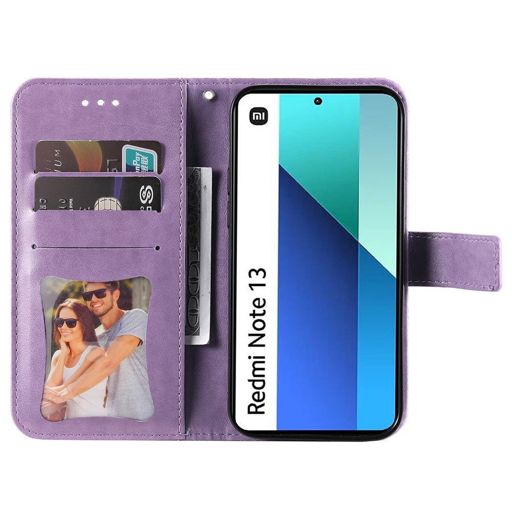 For Xiaomi Redmi Note 13 4G Case Floral Pattern PU Leather Wallet Stand Phone Cover