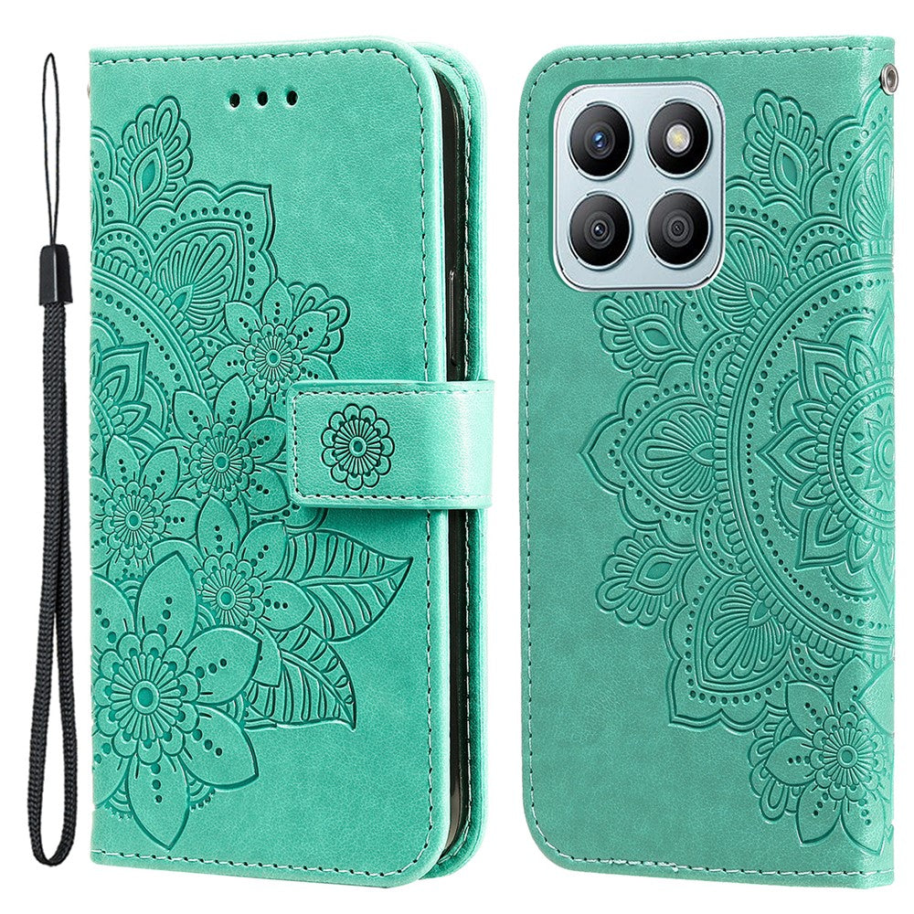 For Honor X8b 4G Case Floral Pattern PU Leather Wallet Stand Phone Cover