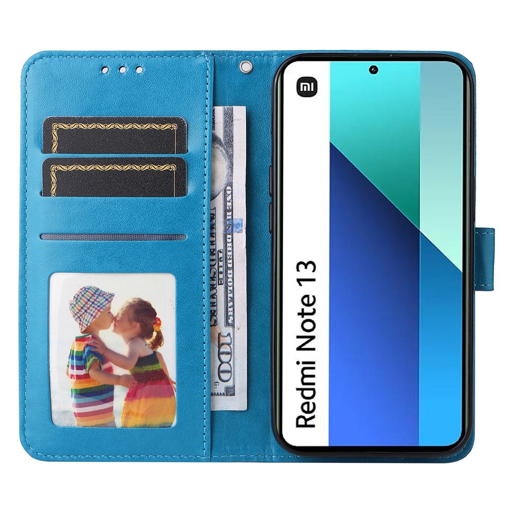 For Xiaomi Redmi Note 13 4G Case Wallet Imprinted Phone Cover with Hand Strap