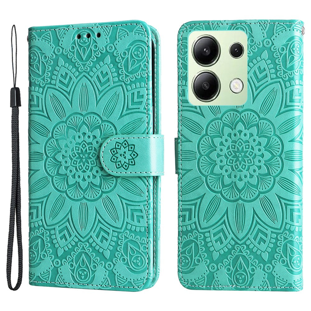For Xiaomi Redmi Note 13 4G Case Wallet Imprinted Phone Cover with Hand Strap