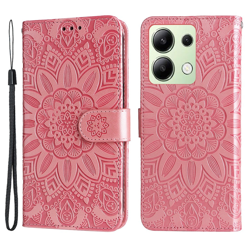 For Xiaomi Redmi Note 13 4G Case Wallet Imprinted Phone Cover with Hand Strap