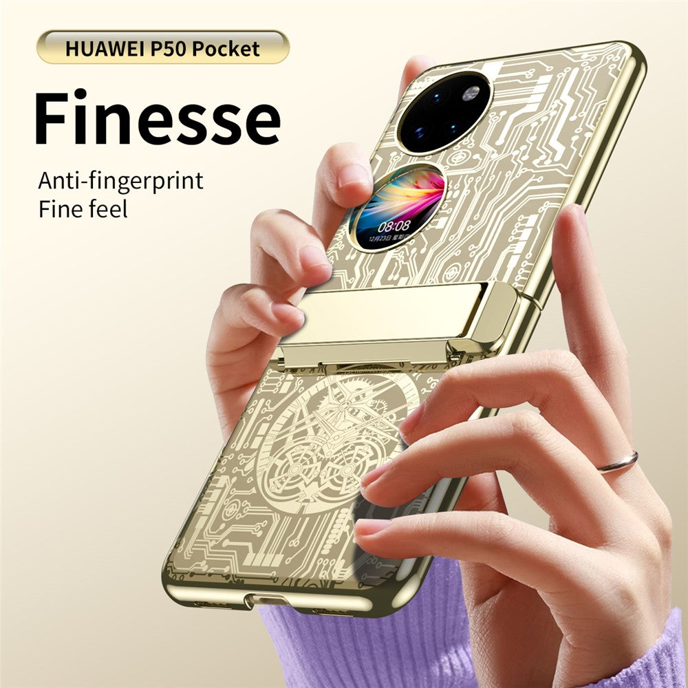 Mechanical Legend Series för Huawei P50 Pocket Galvaniserat Skal Hängslet Stöd PC Skal