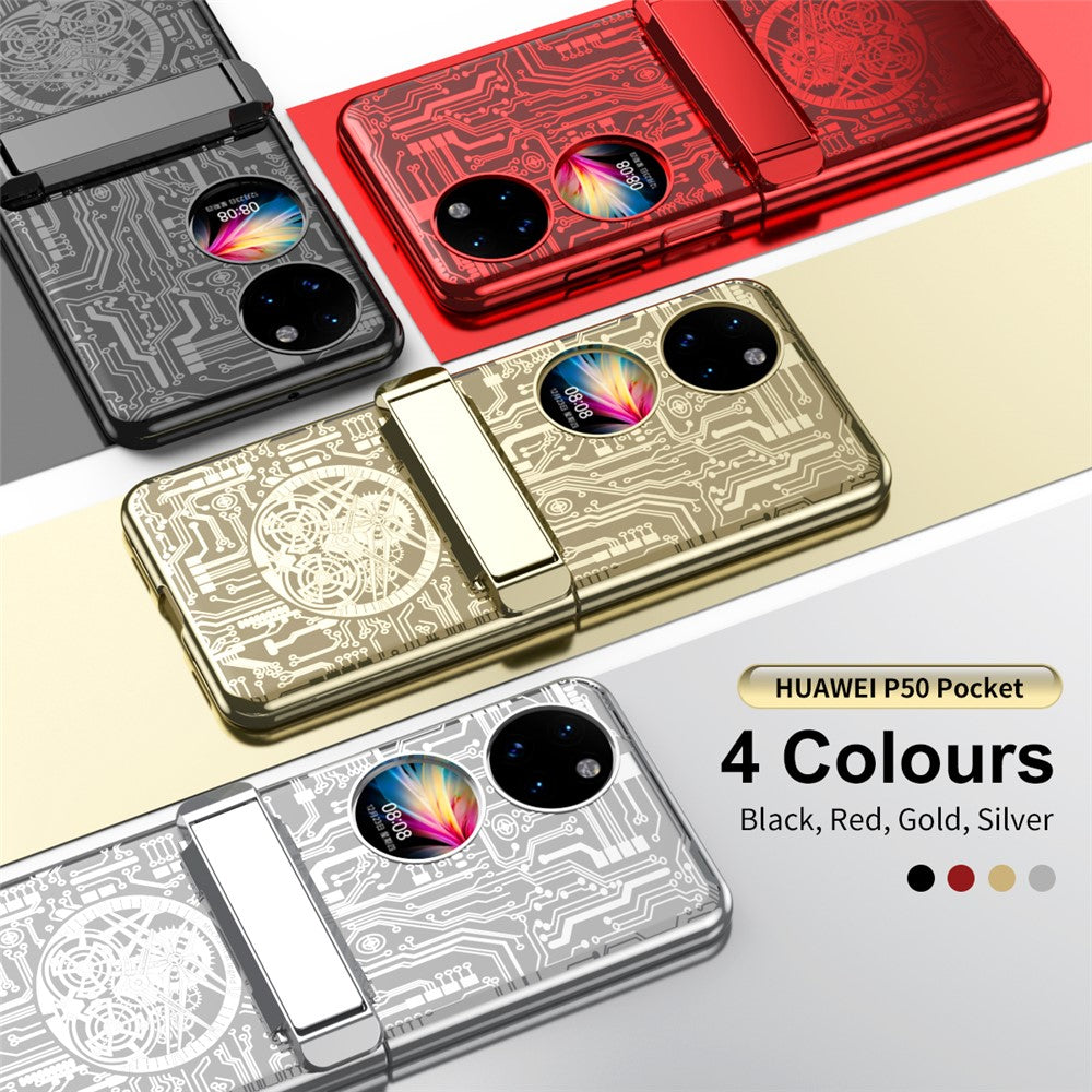 Mechanical Legend Series för Huawei P50 Pocket Galvaniserat Skal Hängslet Stöd PC Skal