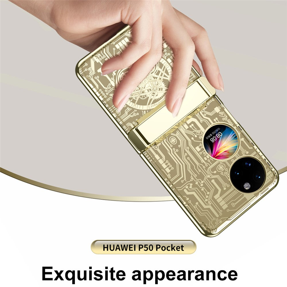 Mechanical Legend Series för Huawei P50 Pocket Galvaniserat Skal Hängslet Stöd PC Skal