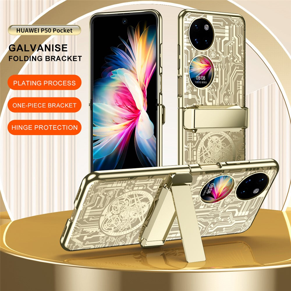 Mechanical Legend Series för Huawei P50 Pocket Galvaniserat Skal Hängslet Stöd PC Skal