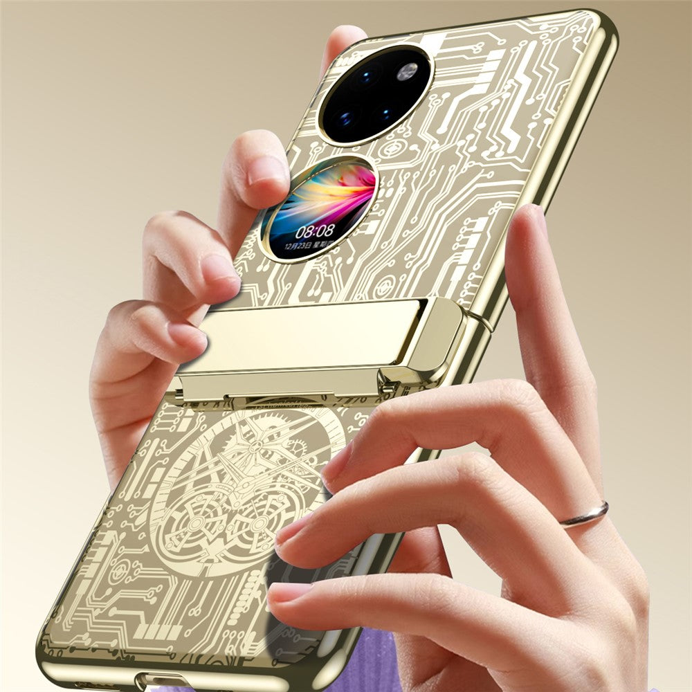Mechanical Legend Series för Huawei P50 Pocket Galvaniserat Skal Hängslet Stöd PC Skal