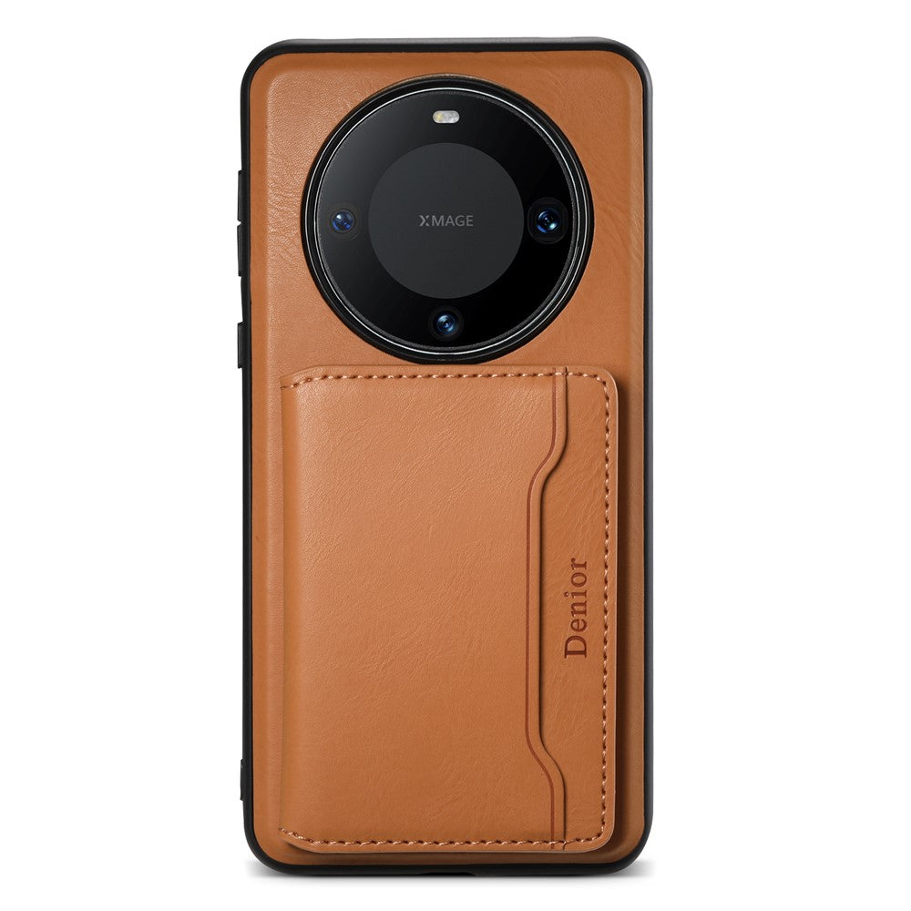 DENIOR For Huawei Mate 60 Magnetic Case Card Holder Kickstand Phone Purse Cover