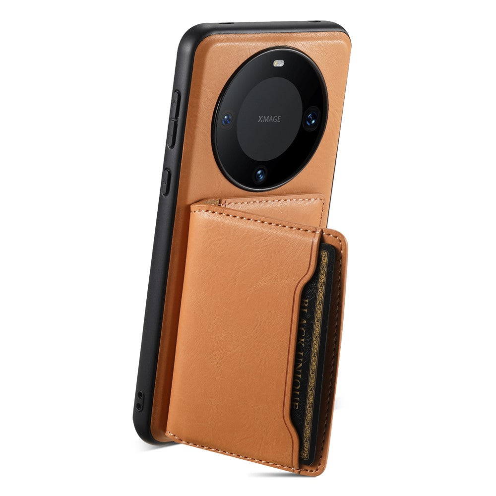 DENIOR For Huawei Mate 60 Magnetic Case Card Holder Kickstand Phone Purse Cover