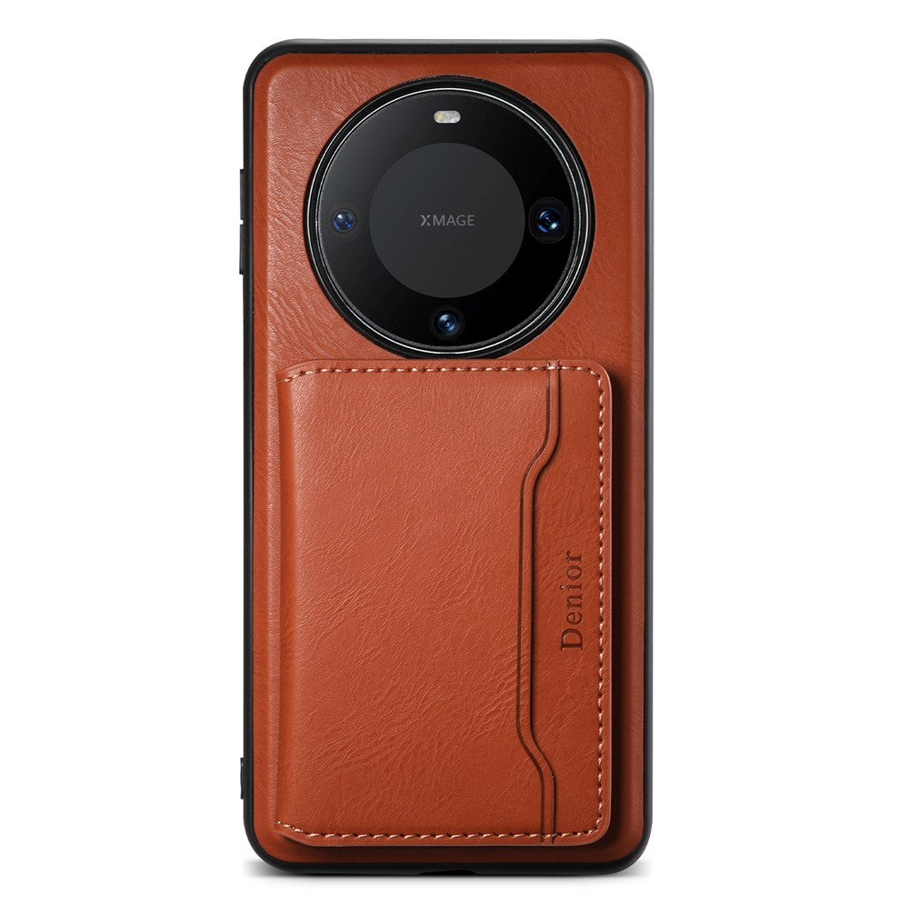 DENIOR For Huawei Mate 60 Magnetic Case Card Holder Kickstand Phone Purse Cover