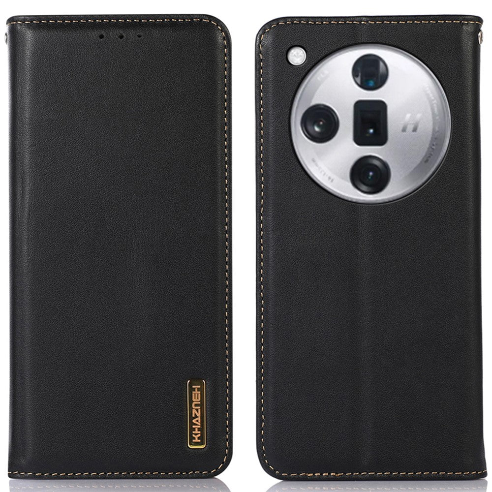 KHAZNEH For Oppo Find X7 5G Case Genuine Cow Leather+TPU Phone Wallet Cover