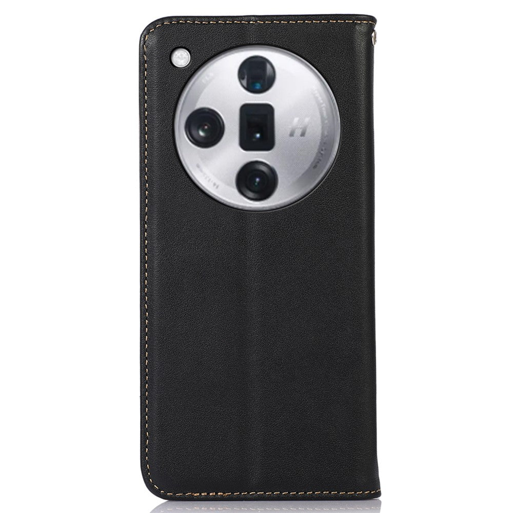 KHAZNEH For Oppo Find X7 5G Case Genuine Cow Leather+TPU Phone Wallet Cover