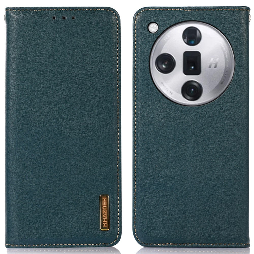 KHAZNEH For Oppo Find X7 5G Case Genuine Cow Leather+TPU Phone Wallet Cover