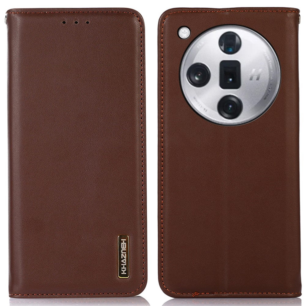KHAZNEH For Oppo Find X7 5G Case Genuine Cow Leather+TPU Phone Wallet Cover