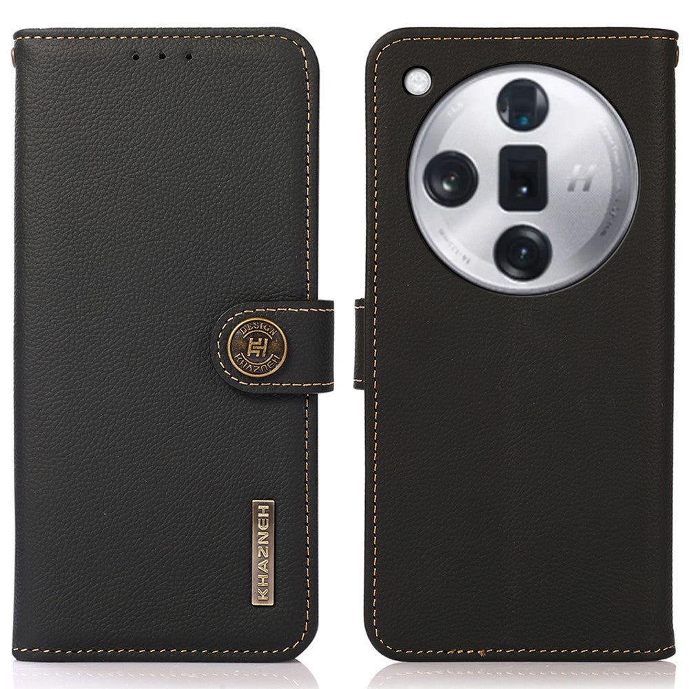 KHAZNEH For Oppo Find X7 Pro / Find X7 Ultra Genuine Cow Leather Phone Case RFID Blocking