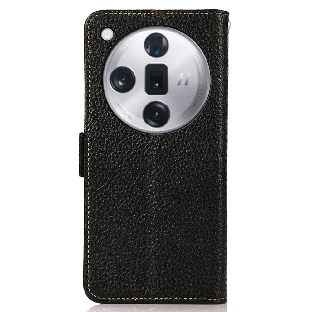 KHAZNEH For Oppo Find X7 5G Case Genuine Cow Leather+TPU Litchi Texture Phone Cover