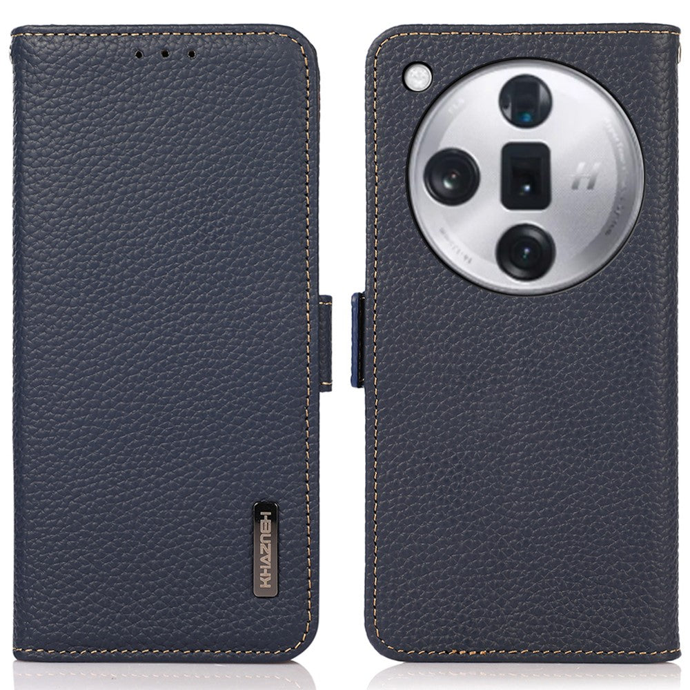 KHAZNEH For Oppo Find X7 5G Case Genuine Cow Leather+TPU Litchi Texture Phone Cover