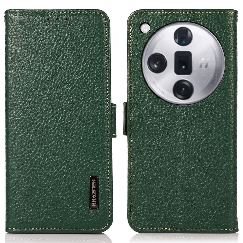 KHAZNEH For Oppo Find X7 5G Case Genuine Cow Leather+TPU Litchi Texture Phone Cover