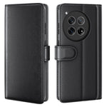 OnePlus 12 5G plånboksfodral i äkta splitläder med stötsäkert TPU-skal