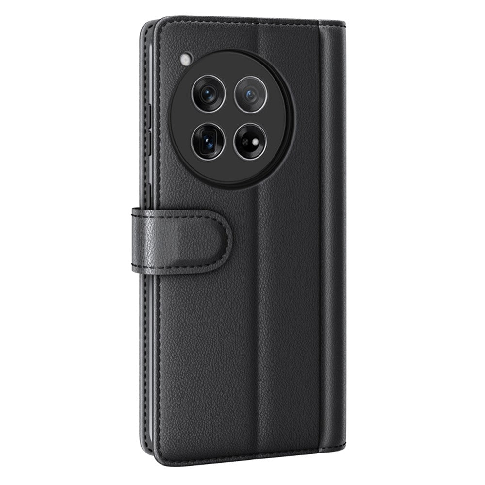 OnePlus 12 5G plånboksfodral i äkta splitläder med stötsäkert TPU-skal