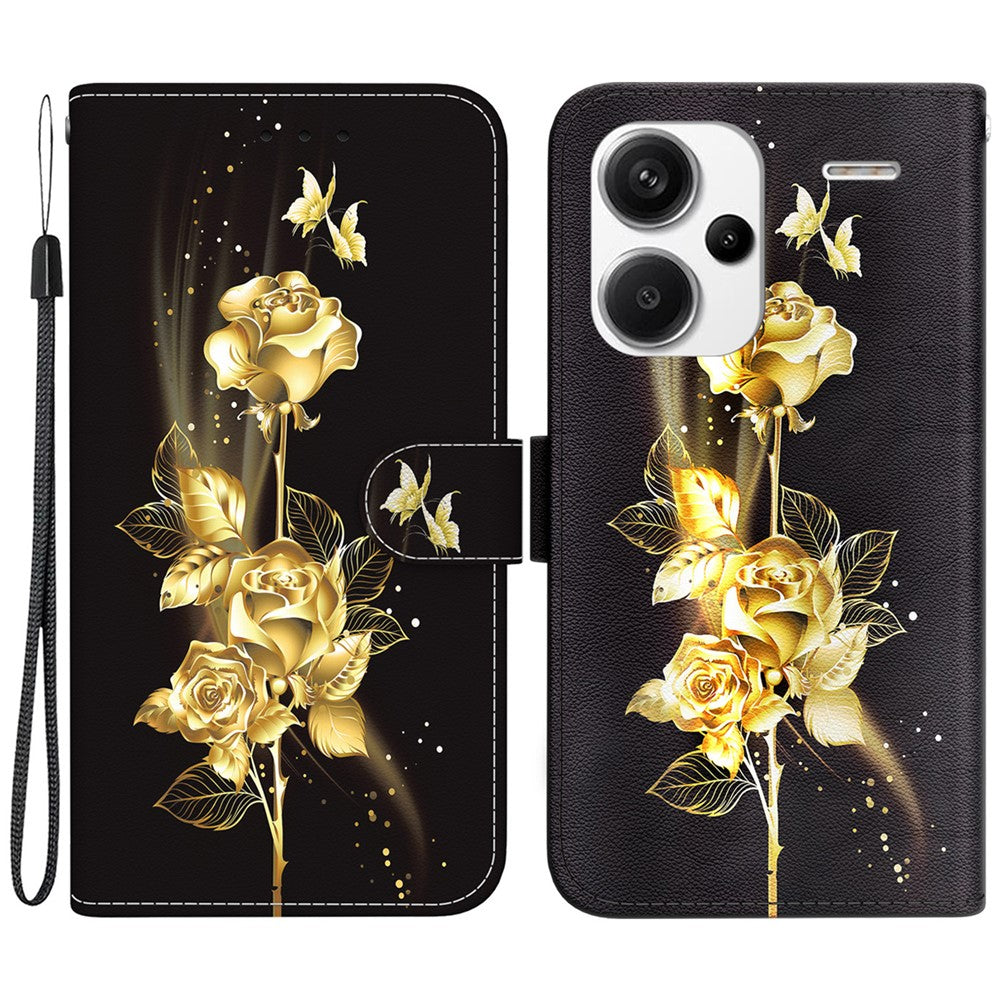 For Xiaomi Redmi Note 13 Pro+ 5G Phone Case Pattern Printing Cover Stand Wrist Strap
