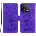 Xiaomi Redmi Note 13 5G / 13 5G (Kina) Fodral Rosa Fjäril Präglat Korthållare mobilskal
