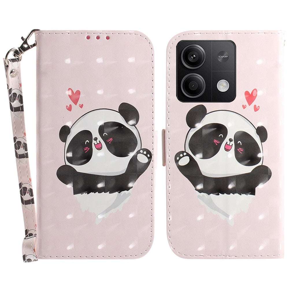 For Xiaomi Redmi Note 13 5G / Note 13 5G (China) Case 3D Pattern Print Leather Cover with Strap