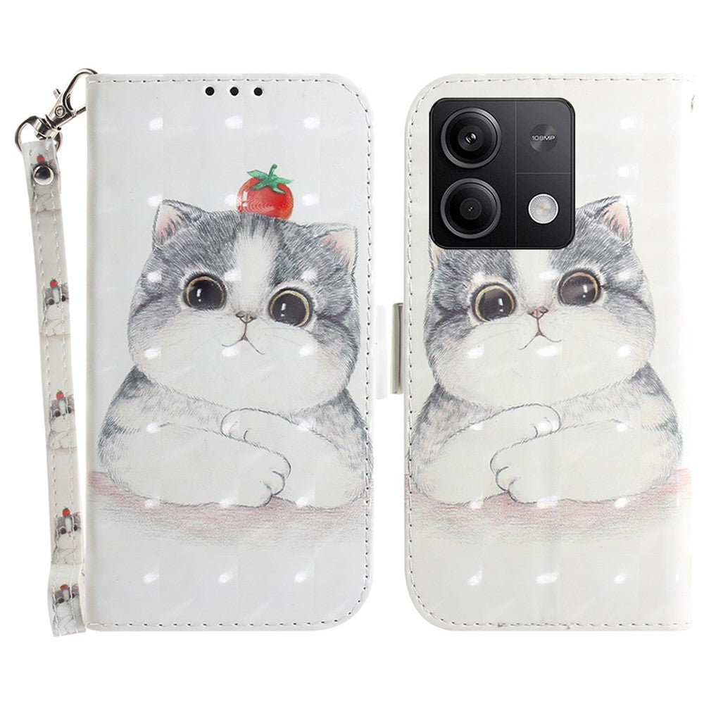 For Xiaomi Redmi Note 13 5G / Note 13 5G (China) Case 3D Pattern Print Leather Cover with Strap