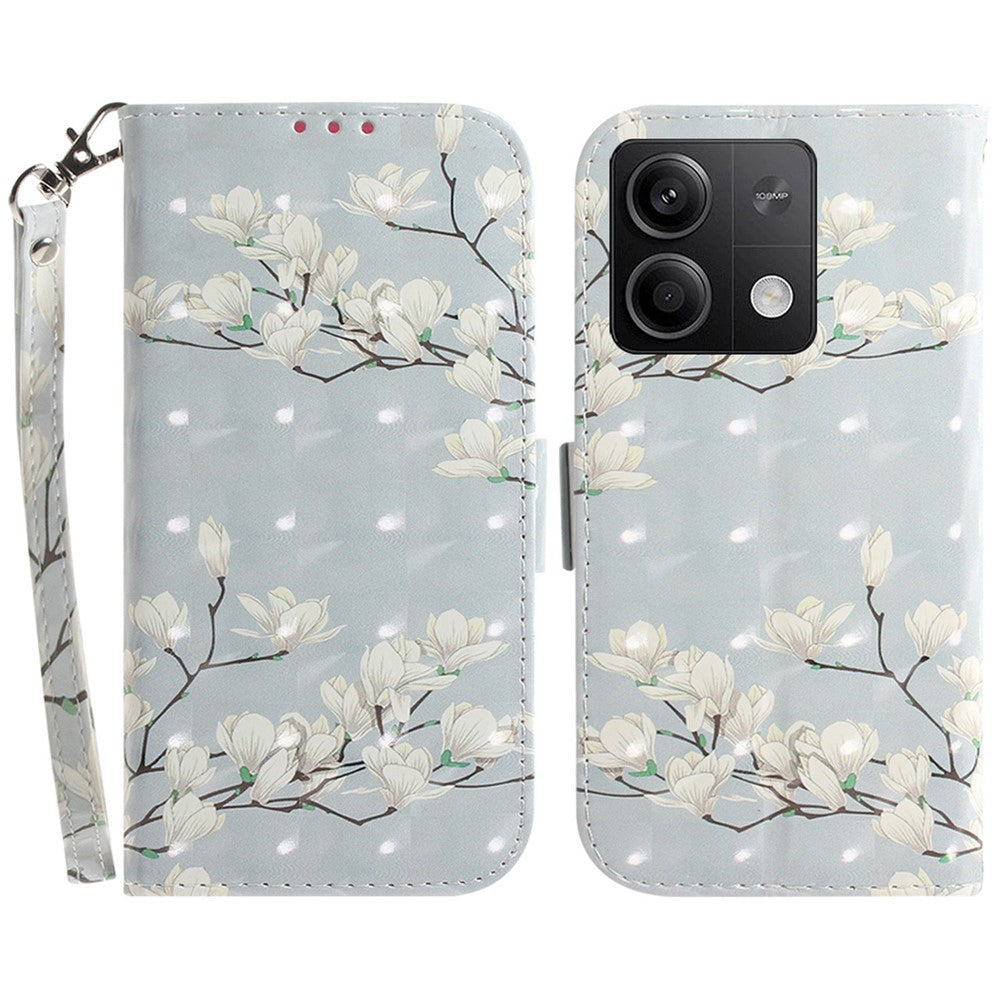 For Xiaomi Redmi Note 13 5G / Note 13 5G (China) Case 3D Pattern Print Leather Cover with Strap