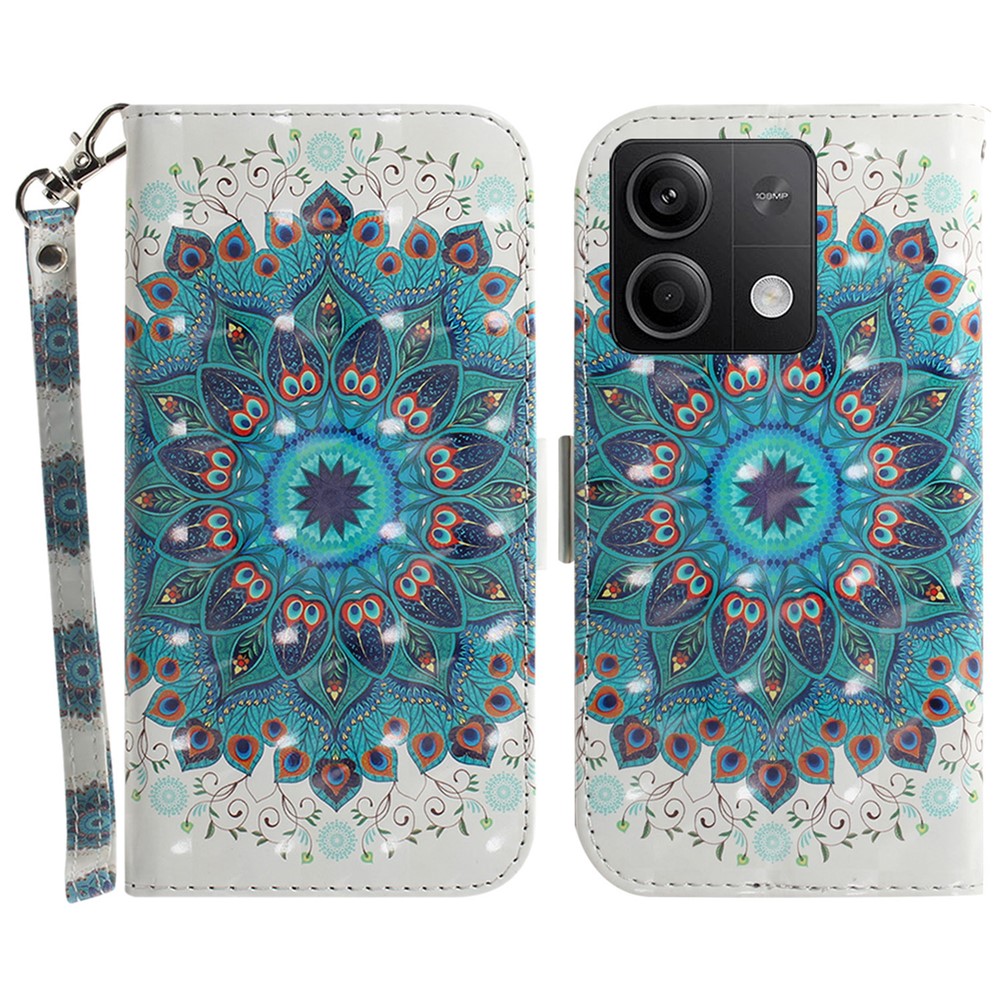 For Xiaomi Redmi Note 13 5G / Note 13 5G (China) Case 3D Pattern Print Leather Cover with Strap