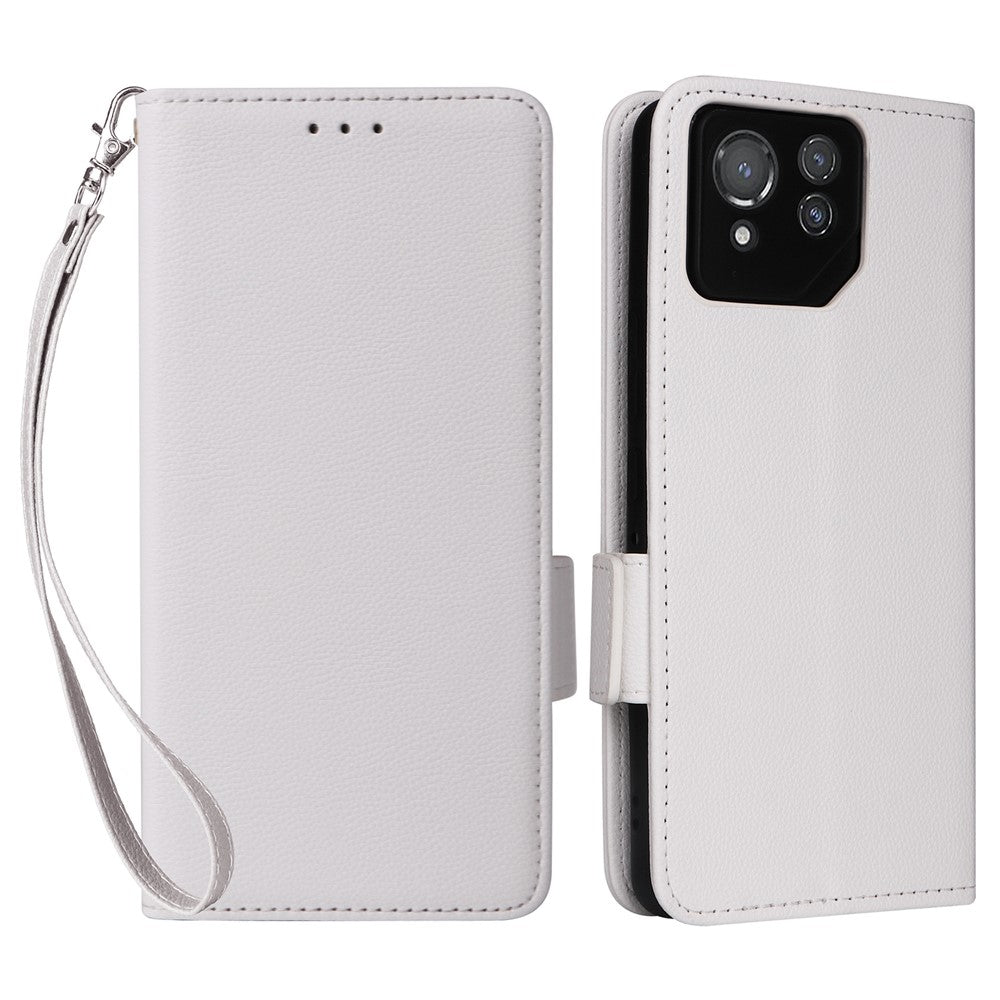 Til Asus ROG Phone 8 Pro 5G / 8 5G Magnetisk Etui Læder Litchi Tekstur Cover med Håndrem