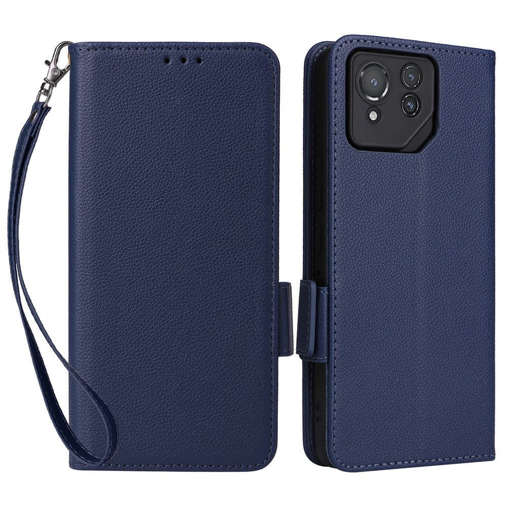 Til Asus ROG Phone 8 Pro 5G / 8 5G Magnetisk Etui Læder Litchi Tekstur Cover med Håndrem