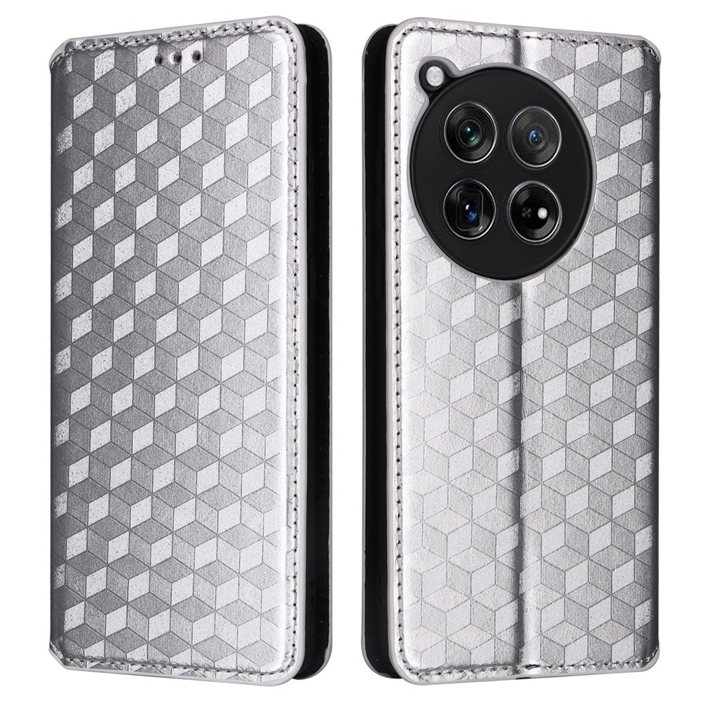 For OnePlus Ace 3 5G / 12R 5G Phone Cover Magnetic Rhombus Pattern Leather Case