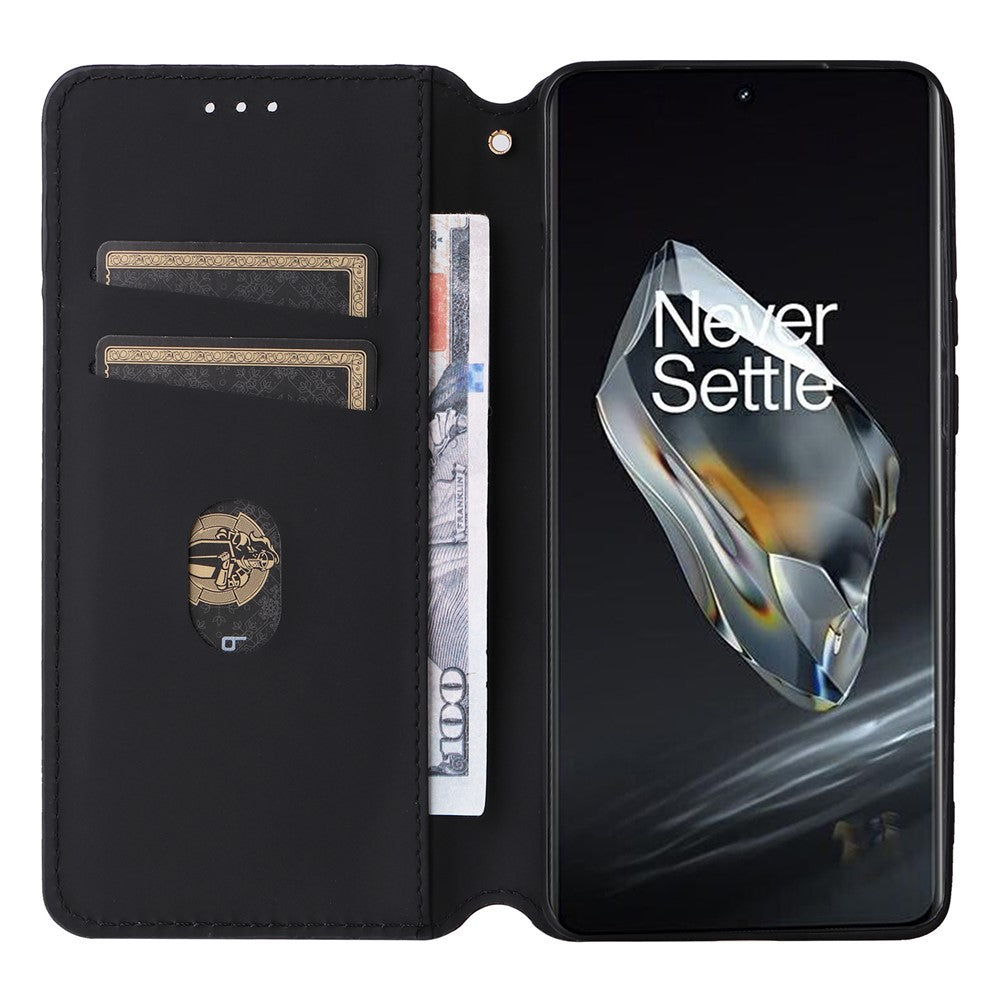 OnePlus Ace 3 5G / 12R 5G mobilskal Magnetiskt Rombmönster Läderfodral