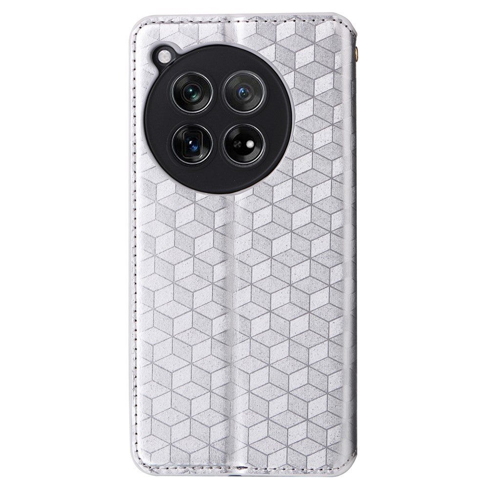 For OnePlus Ace 3 5G / 12R 5G Phone Cover Magnetic Rhombus Pattern Leather Case