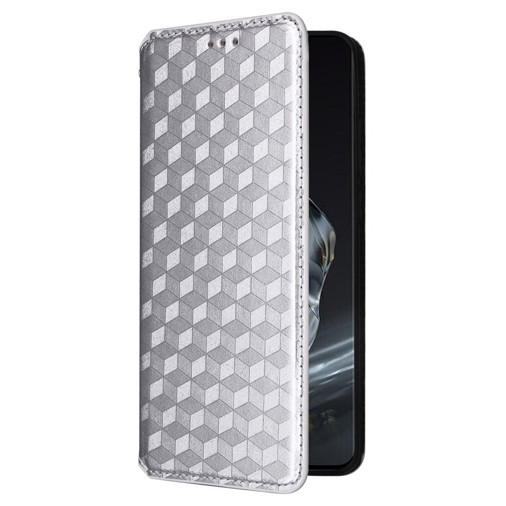 OnePlus Ace 3 5G / 12R 5G mobilskal Magnetiskt Rombmönster Läderfodral