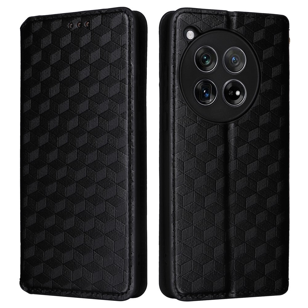 OnePlus Ace 3 5G / 12R 5G mobilskal Magnetiskt Rombmönster Läderfodral