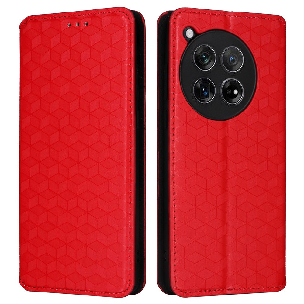 For OnePlus Ace 3 5G / 12R 5G Phone Cover Magnetic Rhombus Pattern Leather Case