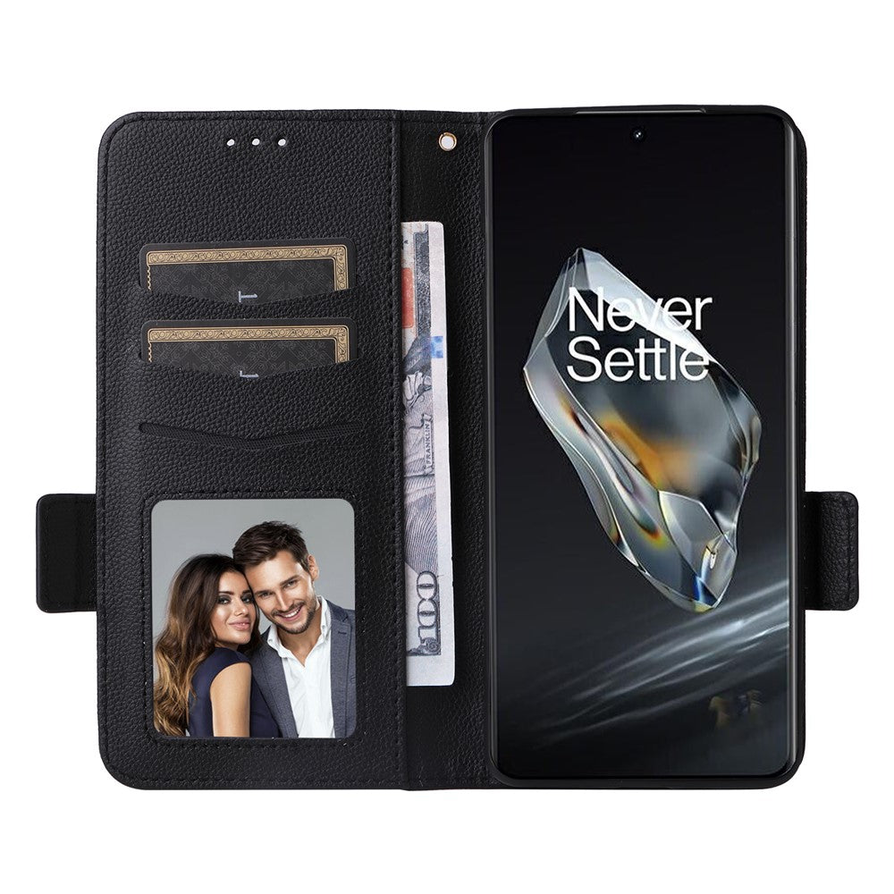 OnePlus Ace 3 5G / 12R 5G mobilskal Läder Litchi Textur Skal med Handledsrem