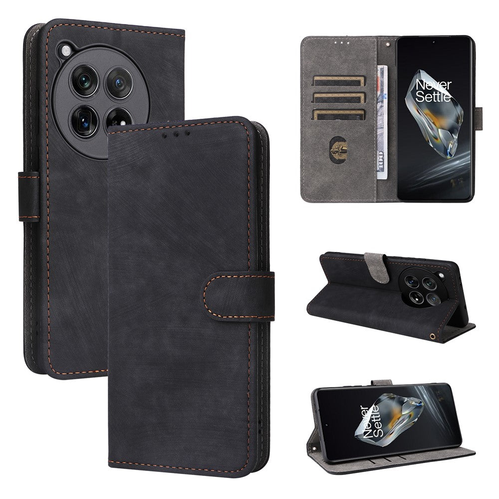 For OnePlus Ace 3 5G / 12R 5G Leather Case Stand RFID Blocking Phone Cover with Hand Strap