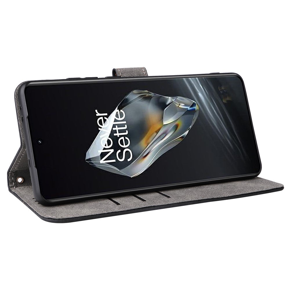 For OnePlus Ace 3 5G / 12R 5G Leather Case Stand RFID Blocking Phone Cover with Hand Strap