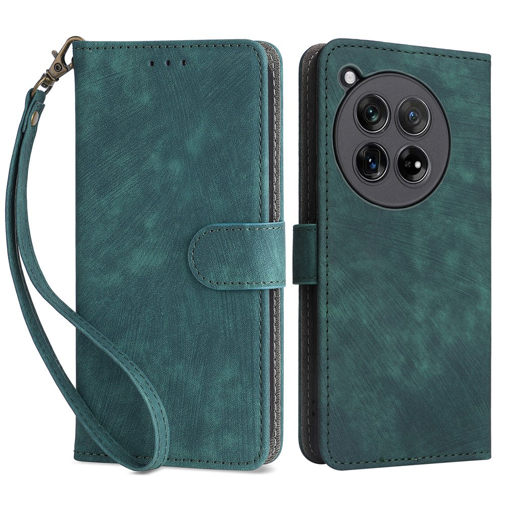 For OnePlus Ace 3 5G / 12R 5G Leather Case Stand RFID Blocking Phone Cover with Hand Strap