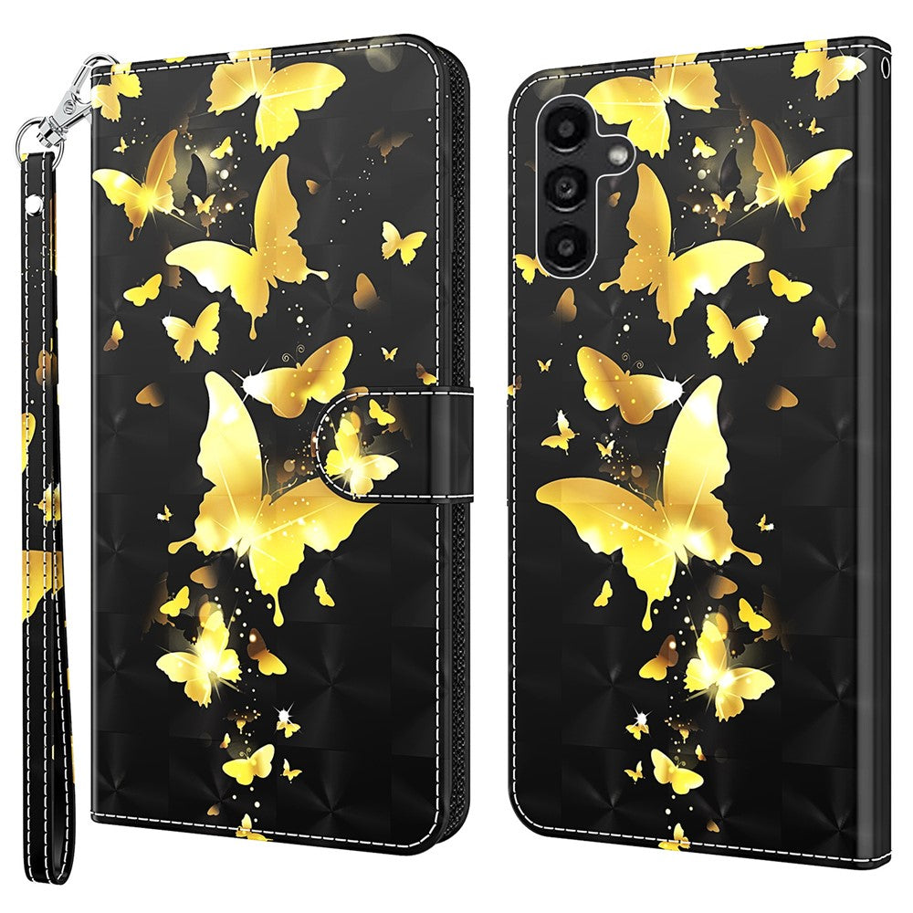 For Samsung Galaxy A35 5G Cell Phone Case PU Leather Stand Cover with 3D Pattern