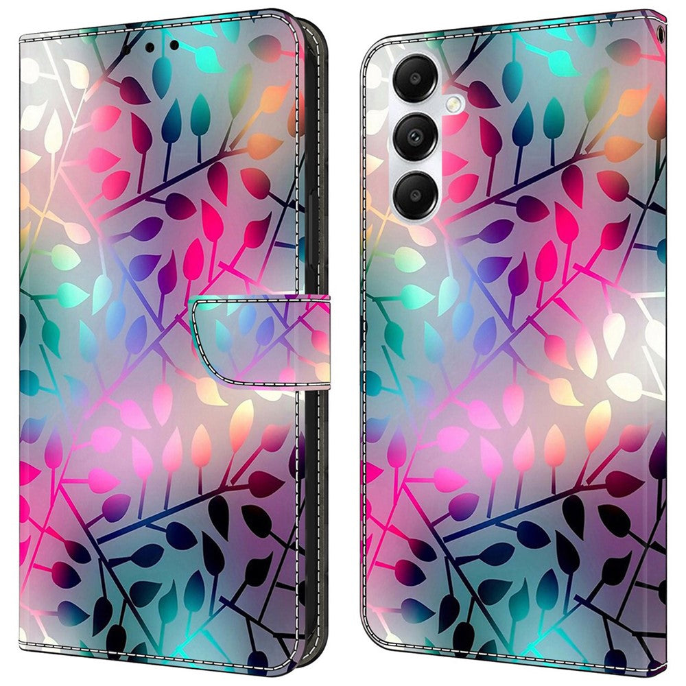 Samsung Galaxy A35 5G-skal med lädertryck och 3D-mönster, stativ