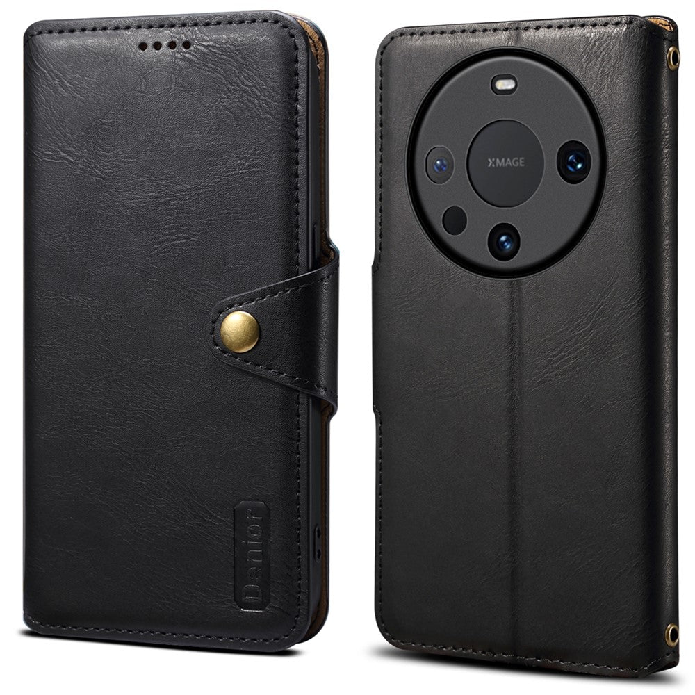 DENIOR For Huawei Mate 60 Leather Case Cowhide Texture Wallet Cover