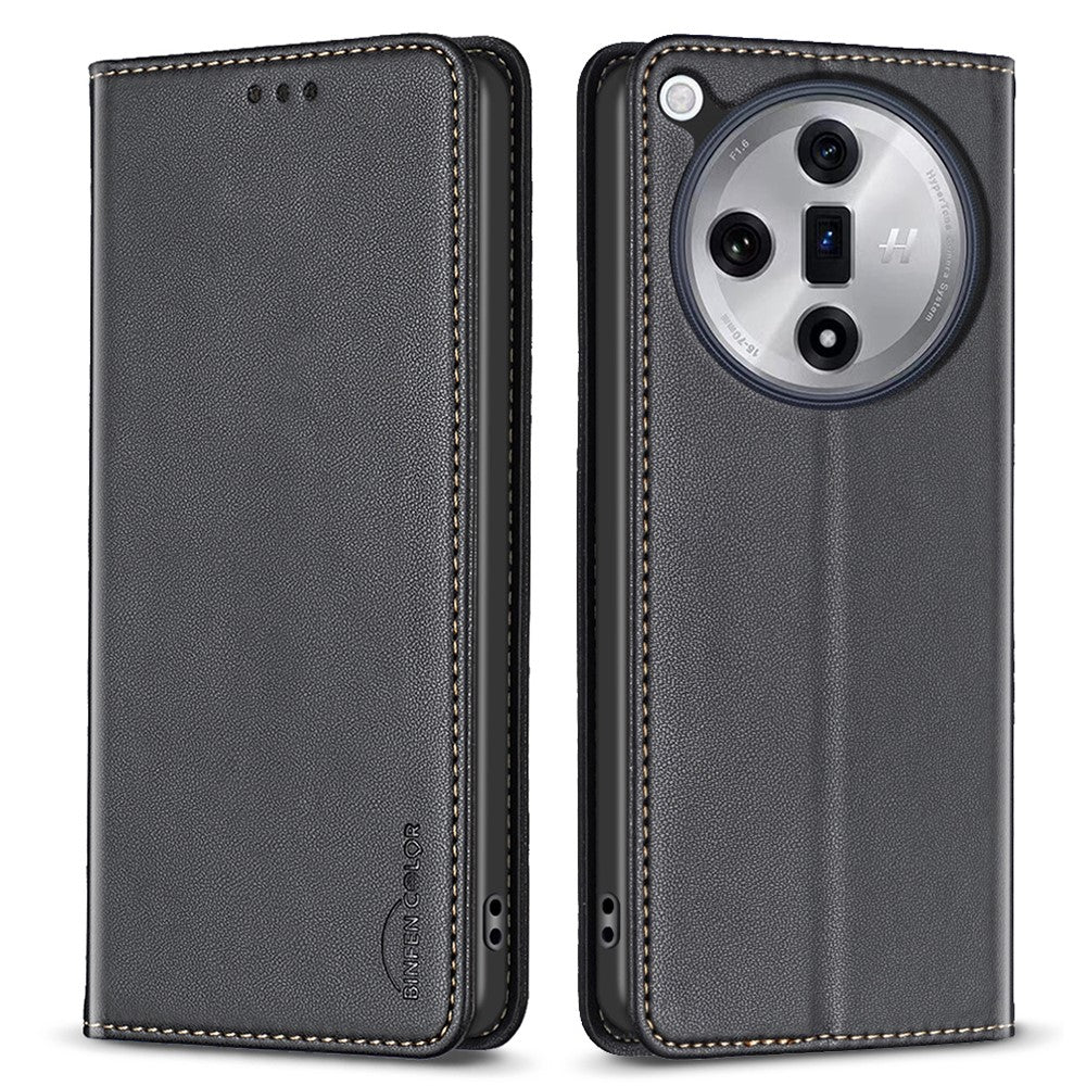 BINFEN COLOR BF18 För Oppo Find X7 Ultra mobilskal Magnetisk Stängning Flip Läderfodral